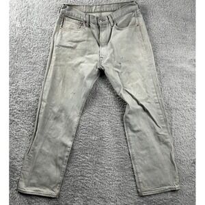 Levi 501 Original Fit Jeans Light Grey Wash Button Fly Mens Size 34x30